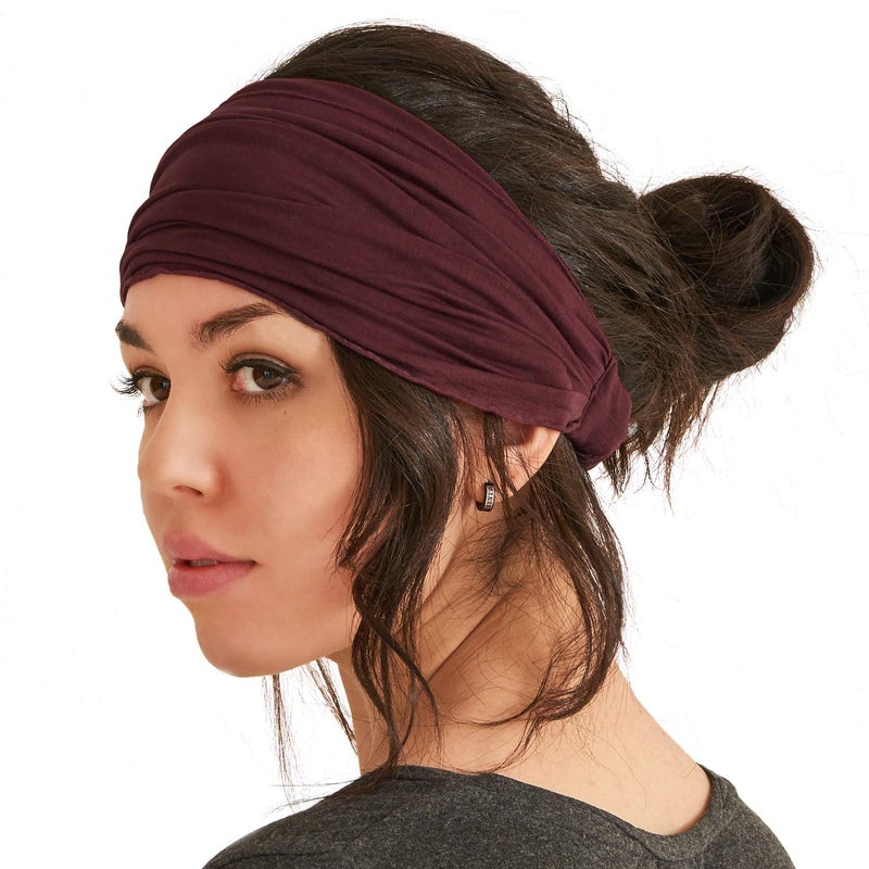 Charm Maroon Japanese Bandana Headbands for Men and Women â€“ Comfortable Head Bands with Elastic Secure Snug Fit Ideal Runners Fitness Sports Football Tennis Stylish Lightweight L - Image 1